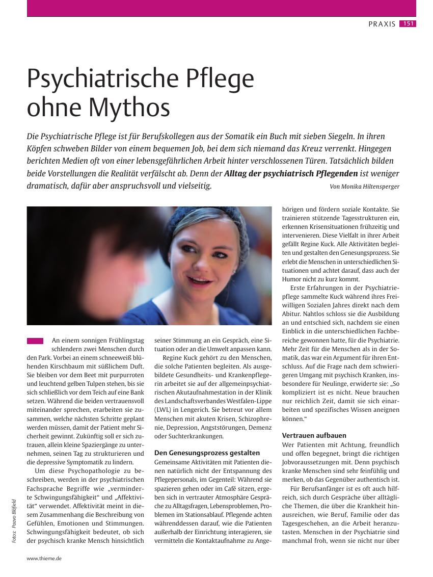 Vorschauseite 1: Psychiatrische Pflege ohne Mythos