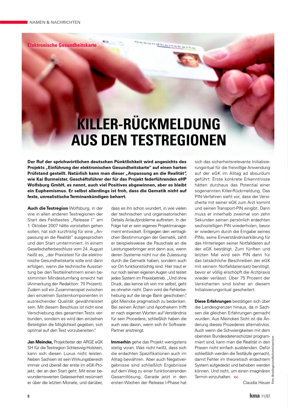 Vorschauseite 1: Killer-Rückmeldung aus den Testregionen