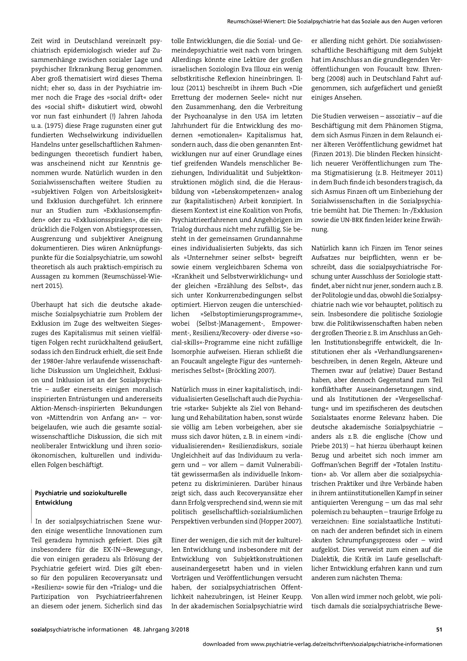 Vorschauseite 2: Die Sozialpsychiatrie hat das Soziale aus den Augen verloren