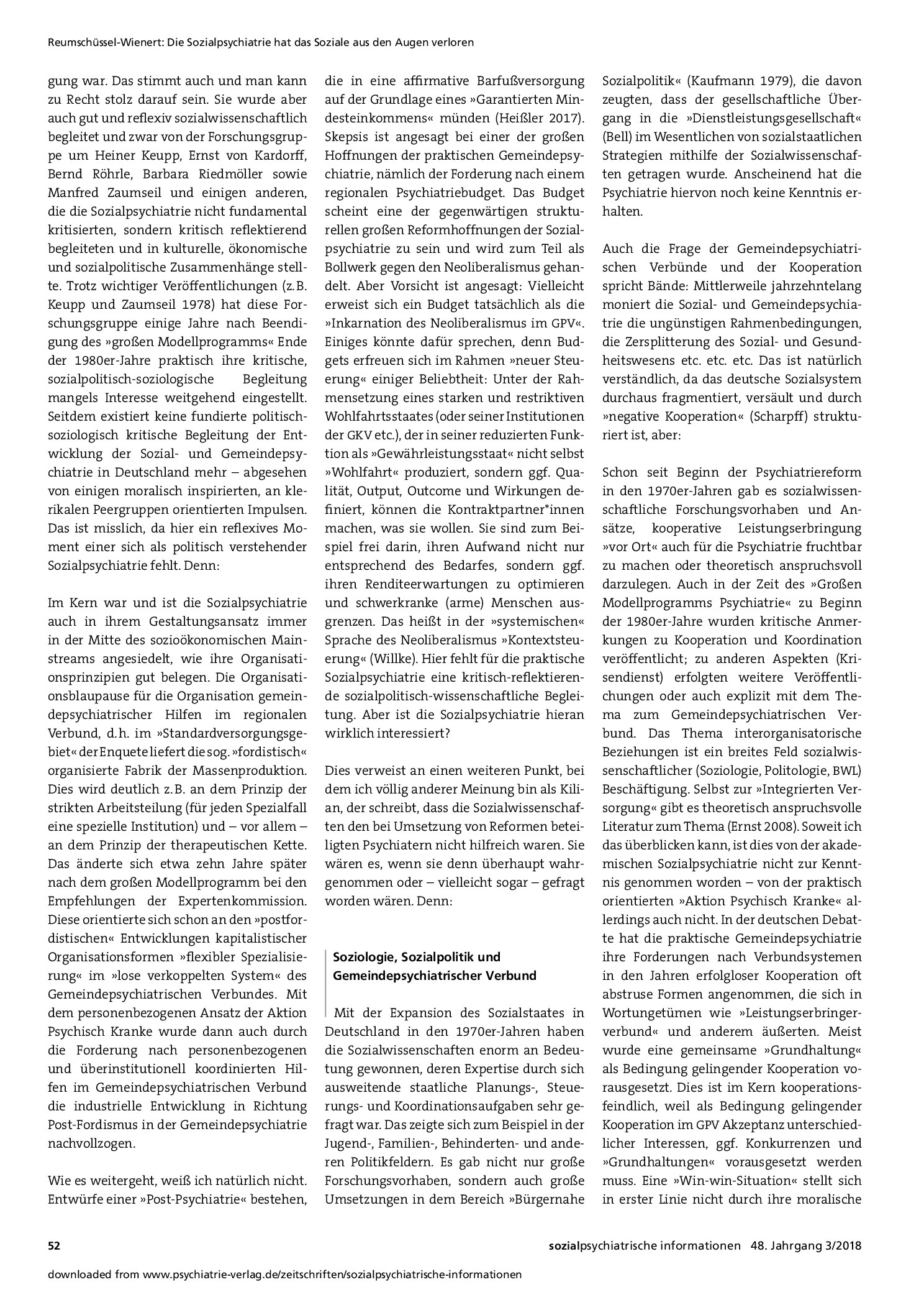 Vorschauseite 3: Die Sozialpsychiatrie hat das Soziale aus den Augen verloren