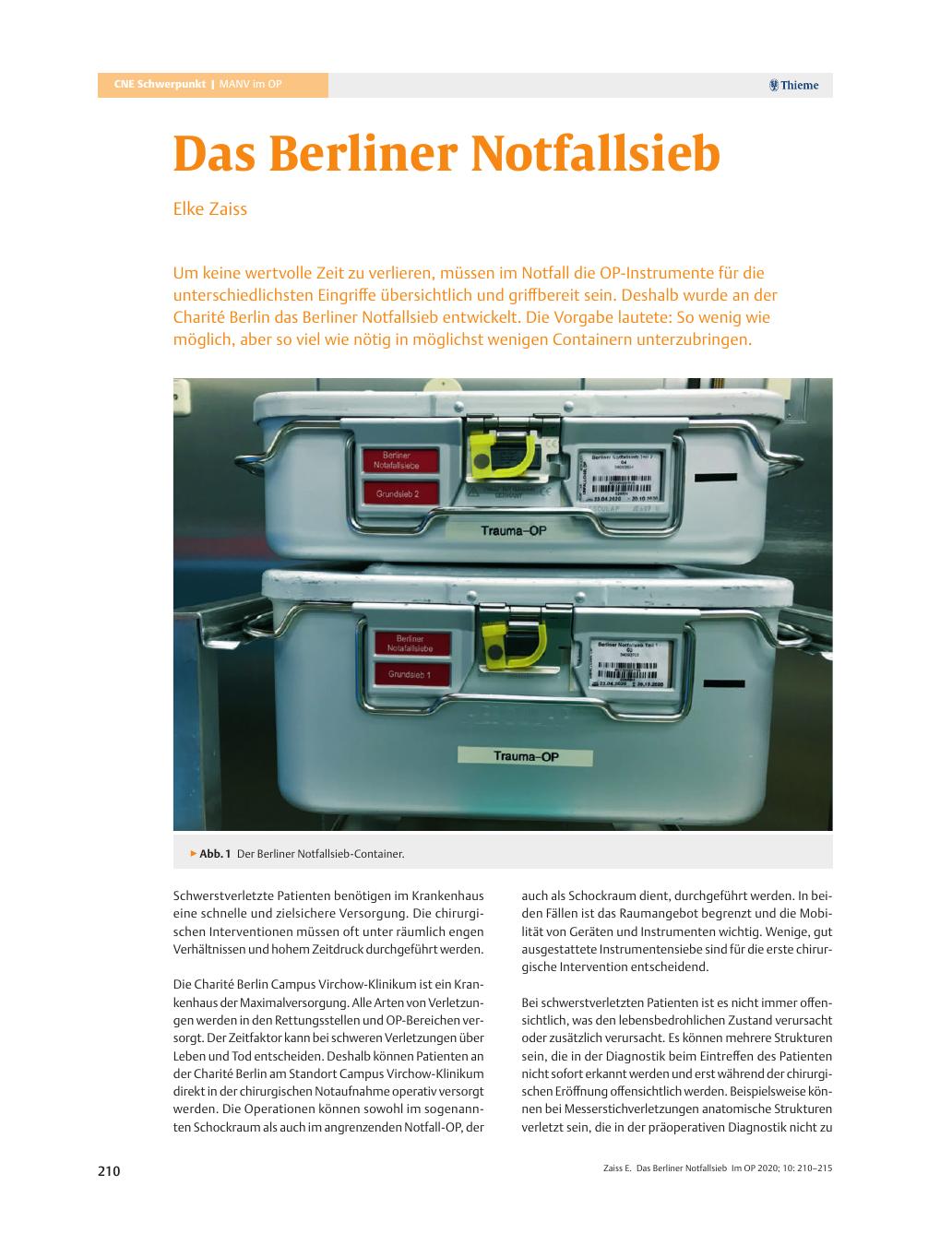 Vorschauseite 1: Das Berliner Notfallsieb