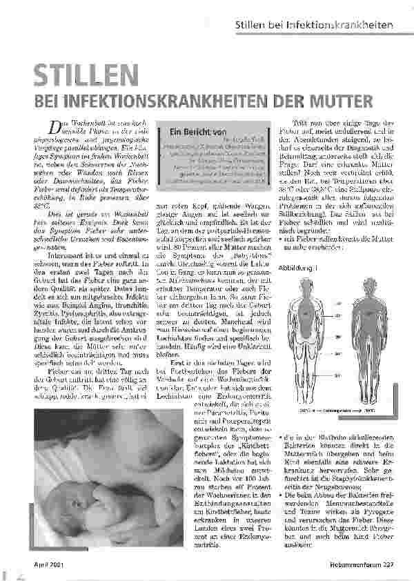 Vorschauseite 1: STILLEN BEI INFEKTIONSKRANKHEITEN DER MUTTER