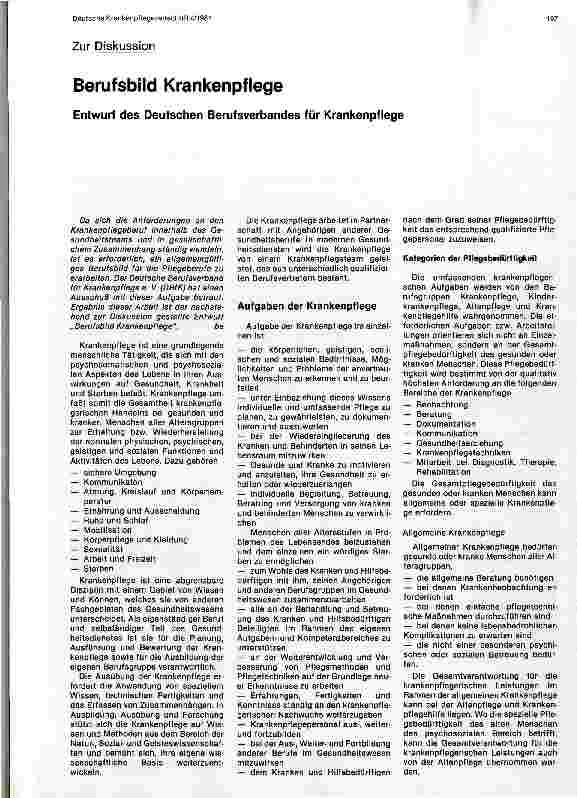 Vorschauseite 1: Berufsbild Krankenpflege