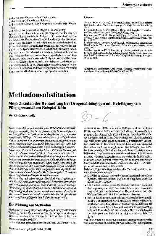 Vorschauseite 1: Methadonsubstitution Möglichkeiten der Behandlung am Beispiel Köln