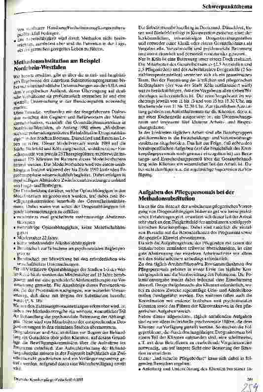 Vorschauseite 3: Methadonsubstitution Möglichkeiten der Behandlung am Beispiel Köln