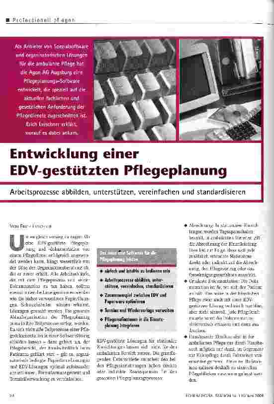 Vorschauseite 1: Entwicklung einer EDV-gestützten Pflegeplanung