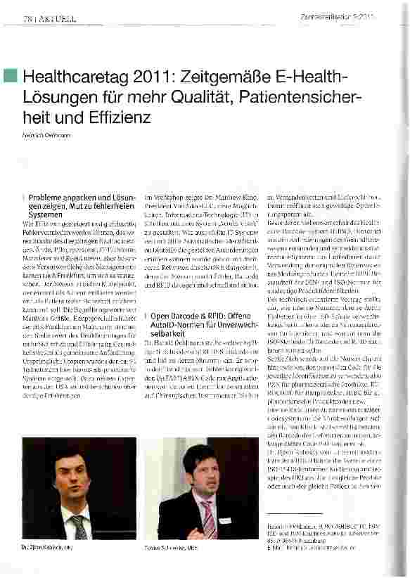 Vorschauseite 1: Healthcaretag 2011: Zeitgemäße E-Health-Lösungen für mehr Qualität, Patientensicherheit und Effizienz