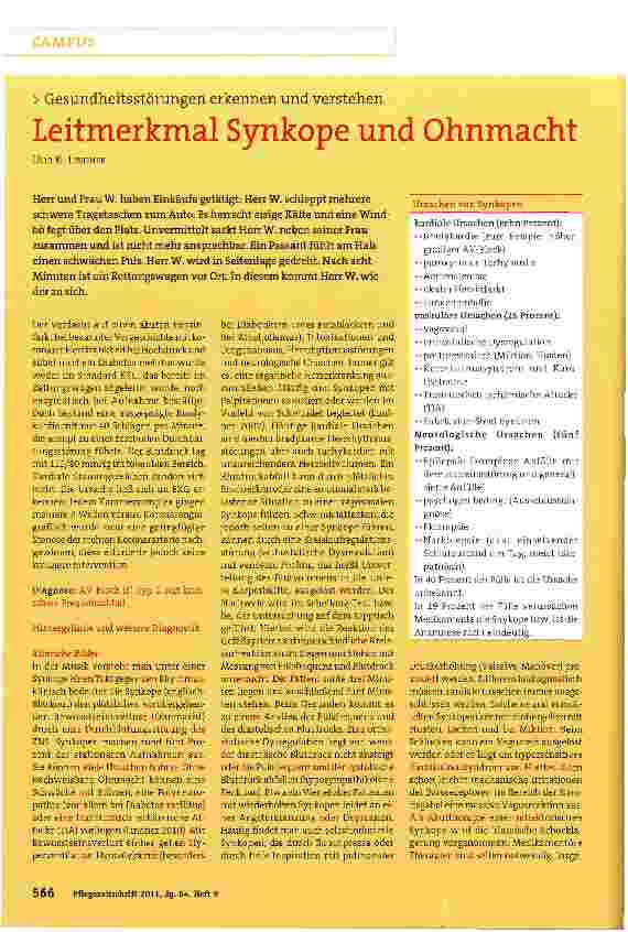 Vorschauseite 1: Leitmerkmal Synkope und Ohnmacht