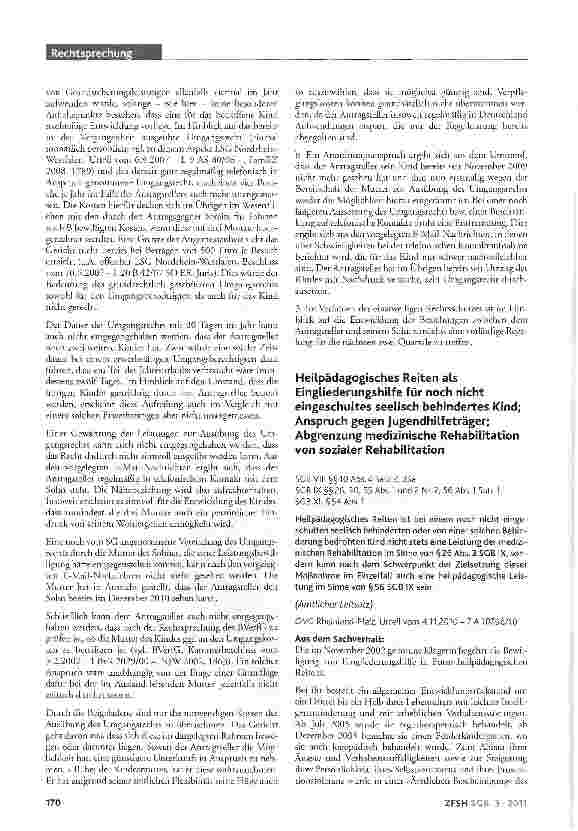 Vorschauseite 3: Umgangsrecht eines ALG-Il-Empfängers mit in USA Lebendem Kind; unabweisbarer Mehrbedarf; zuständiger Träger; Kostenübernahme für fünftägigen Aufenthalt alle drei Monate; keine Übe…