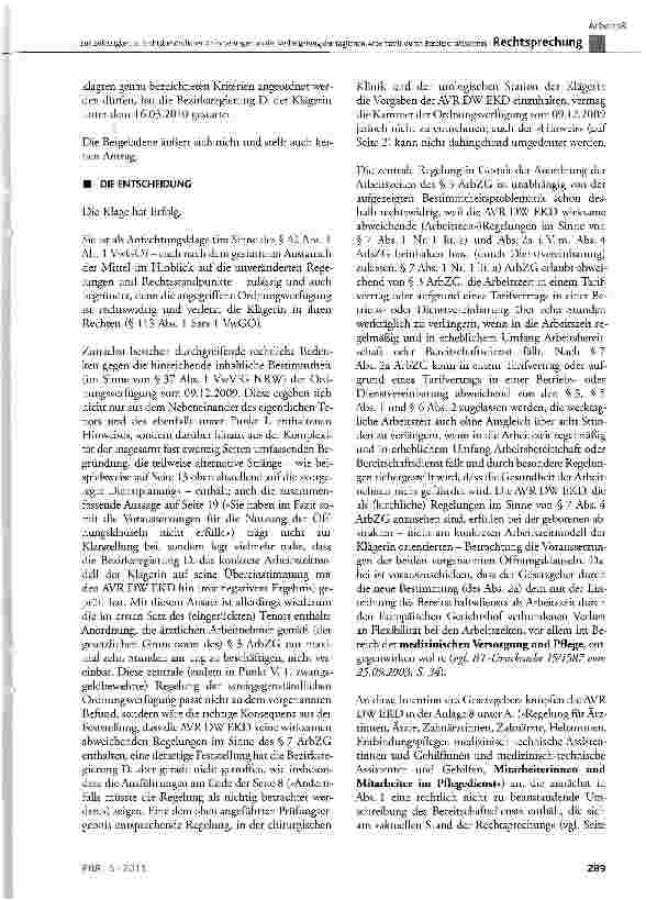 Vorschauseite 4: Zur Zulässigkeit aufsichtsbehördlicher Anforderungen an die Verlängerung der täglichen Arbeitszeit durch Bereitschaftsdienst