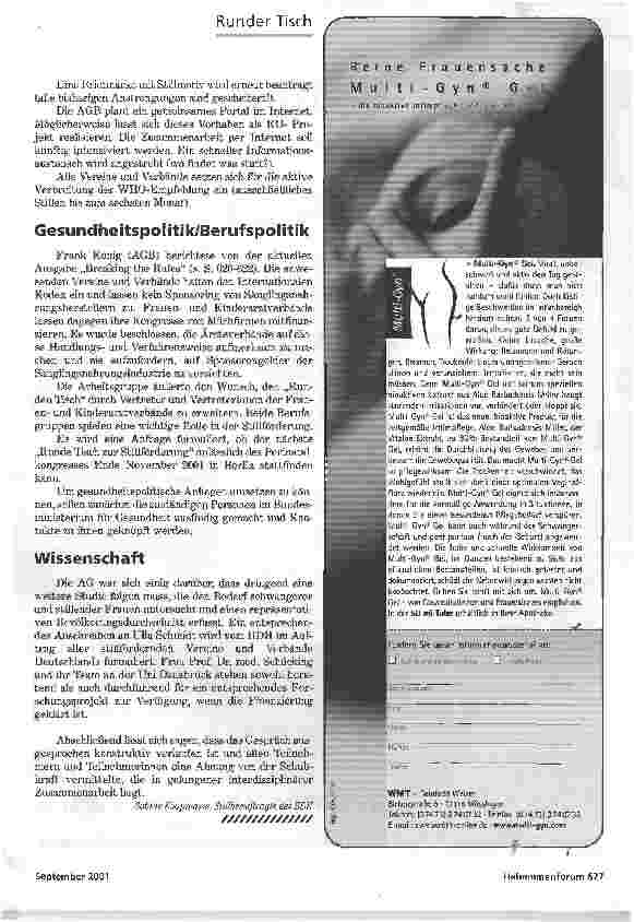 Vorschauseite 2: RUNDER TISCH ZUR STILLFÖRDERUNGANLASSLICH DES IX.. HEBAMMENKONGRESSES IN DRESDEN
