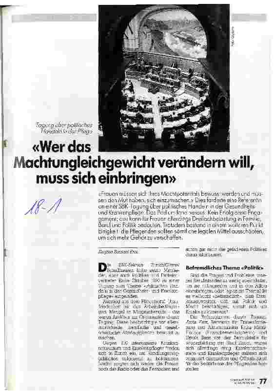 Vorschauseite 1: Wer das Machtungsgleichgewicht verändern will, muß sich einbringen