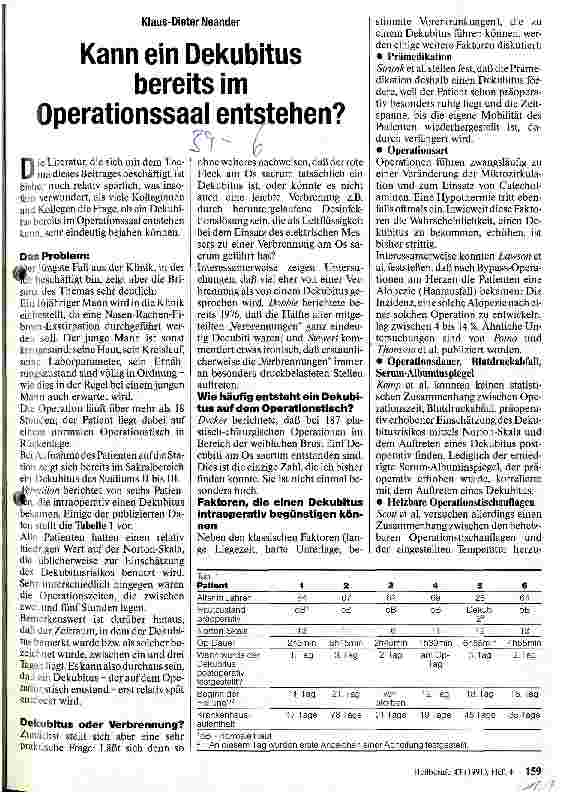 Vorschauseite 1: Kann ein Dekubitus bereits im Operationssaal entstehen?