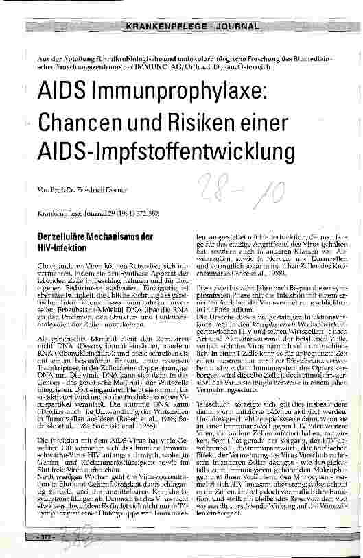 Vorschauseite 1: AIDS Immunprophylaxe: Chancen und Risiken einer AIDS-Impfstoffentwicklung
