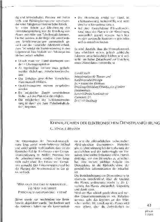 Vorschauseite 1: Kernaufgaben der elektronischen Dienstplanführung