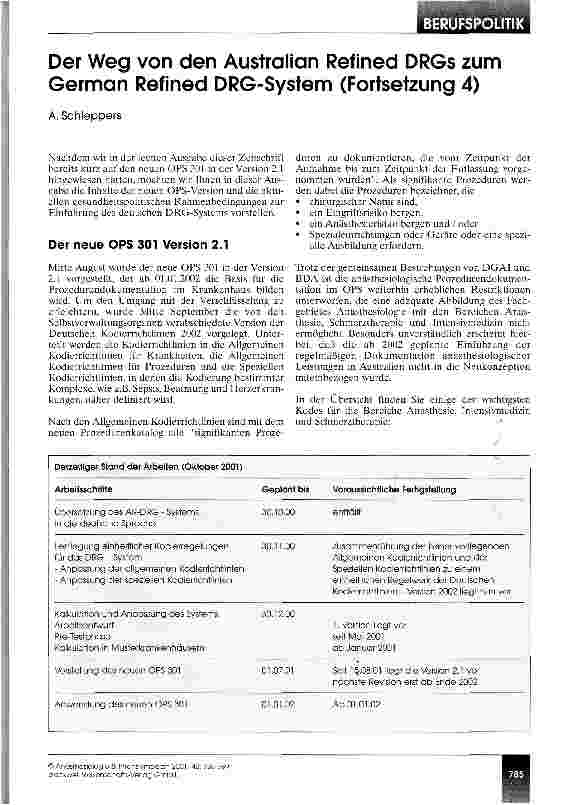 Vorschauseite 1: Der Weg von den Australian Refined DRGs zum German Refined DRG-System Fortsetzung 4