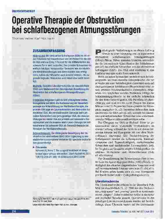 Vorschauseite 1: Operative Therapie der Obstruktion bei schlafbezogenen Atmungsstörungen