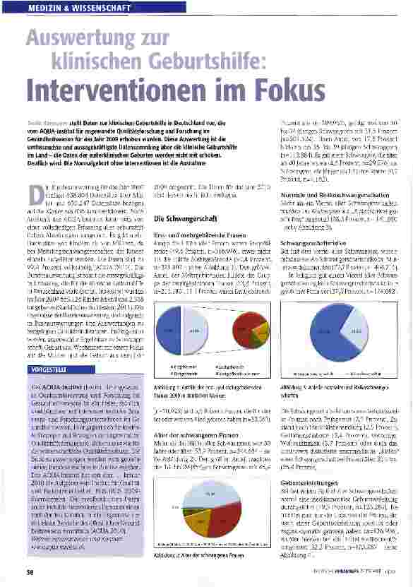 Vorschauseite 1: Auswertung zur klinischen Geburtshilfe: Interventionen im Fokus