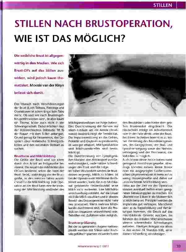 Vorschauseite 1: STILLEN NACH BRUSTOPERATION, WIE IST DAS MÖGLICH?