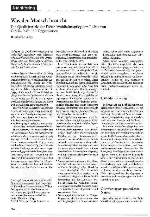 Vorschauseite 1: Was der Mensch braucht Die Qualitätsziele der Freien Wohlfahrtspflege im Lichte von Gesellschaft und Organisation
