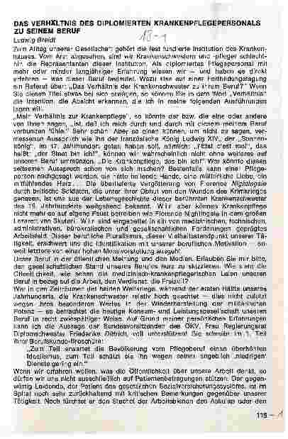 Vorschauseite 1: Das Verhältnis des diplomierten Krankenpflegepersonals zu seinem Beruf