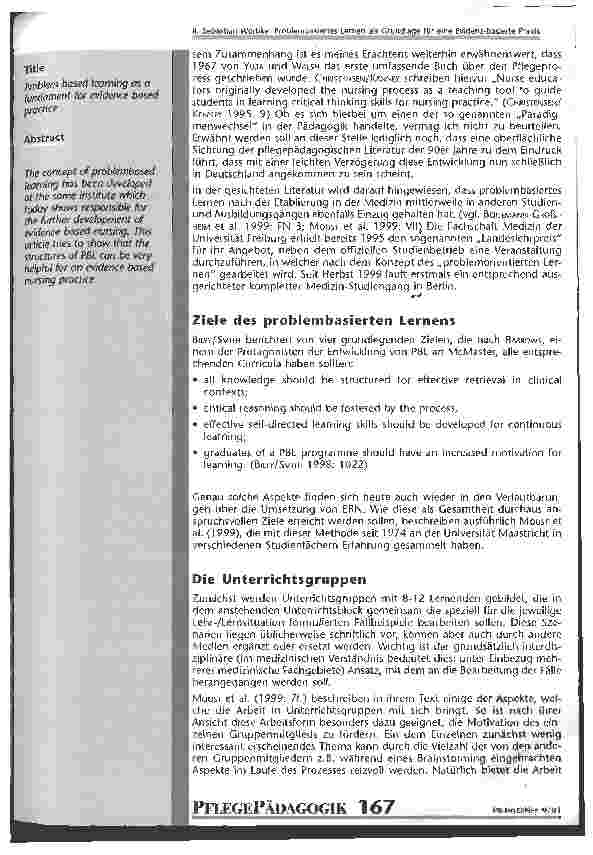 Vorschauseite 2: Problembasiertes Lernen als Grundlage für eine Evidenz-basierte Praxis