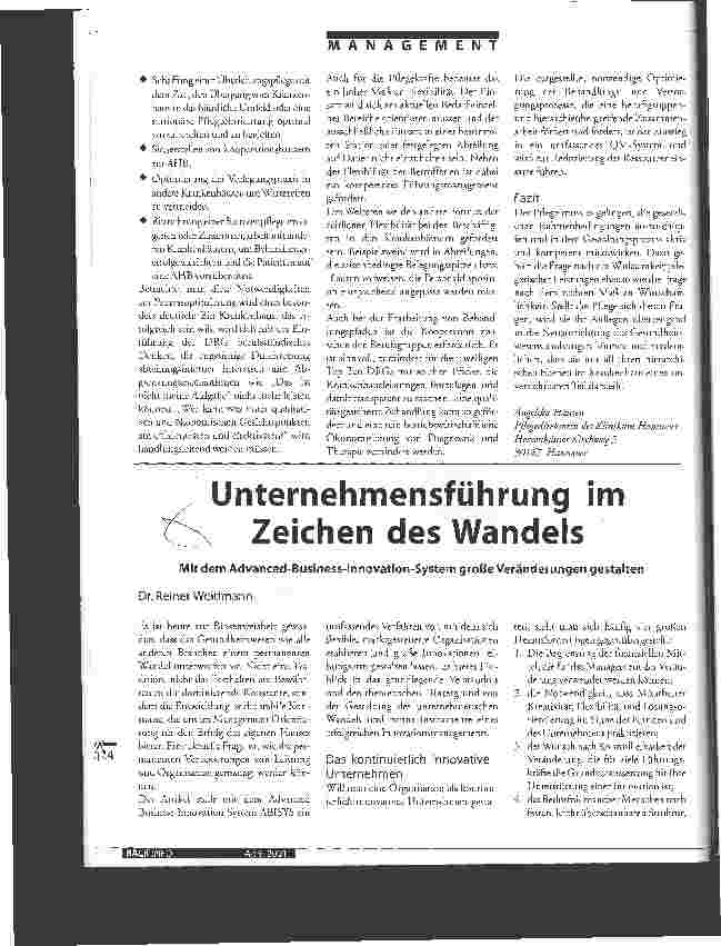 Vorschauseite 1: Unternehmensführung im Zeichen des Wandels Mit dem Advanced-Business-Innovation-System große Veränderungen gestalten