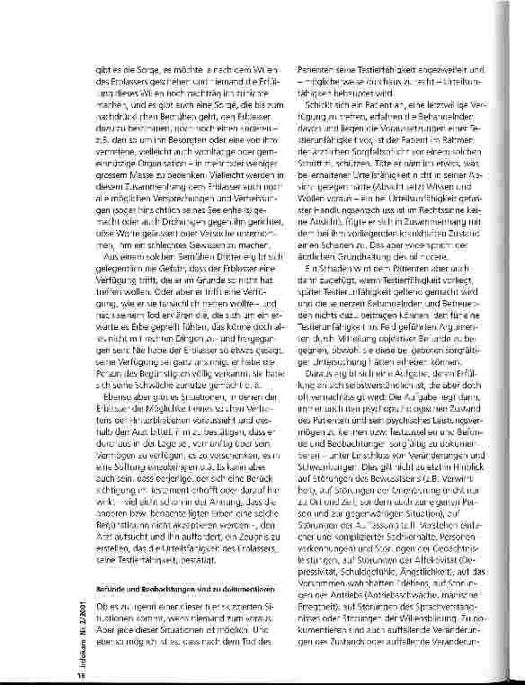 Vorschauseite 2: Letztwillige Verfügung bei nahem Tod: Psychiatrische Aspekte