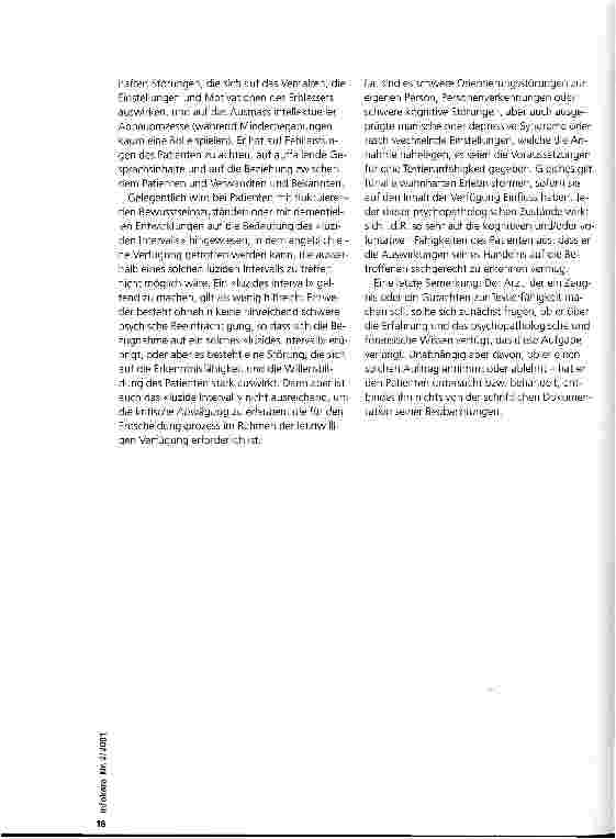 Vorschauseite 4: Letztwillige Verfügung bei nahem Tod: Psychiatrische Aspekte
