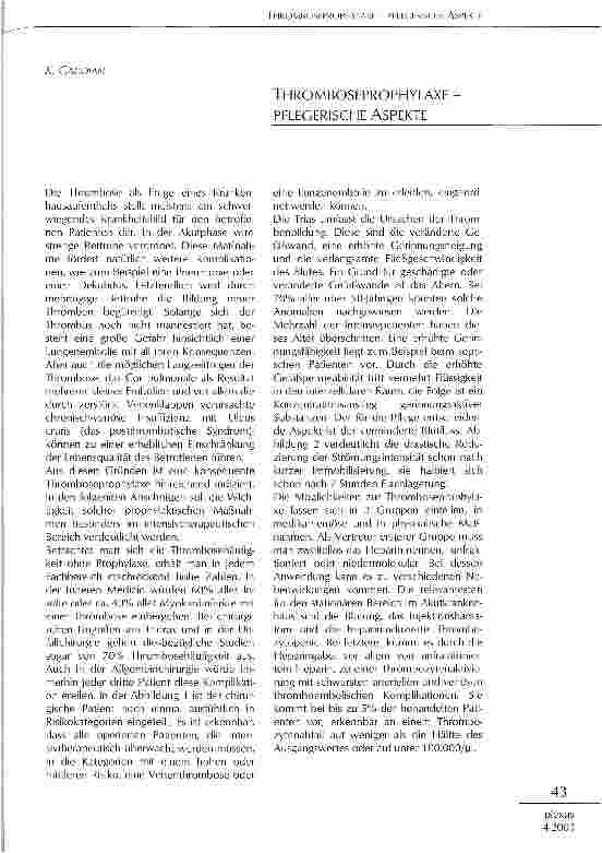 Vorschauseite 1: Thromboseprophylaxe - Pflegerische Aspekte