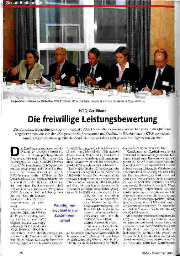 Vorschauseite 1: Die freiwillige Leistungsbewertung KTQ-Zeritfikate