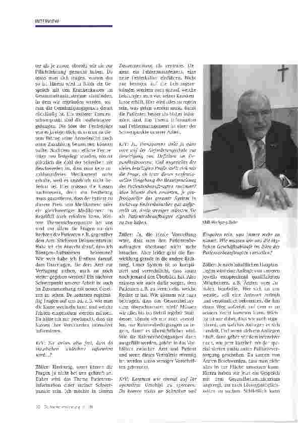 Vorschauseite 2: Patientenrechte: Über Partnerschaften und neue FehlerkulturInterview mit MdB Wolfgang Zöller, Patientenbeauftragter der Bundesregierung