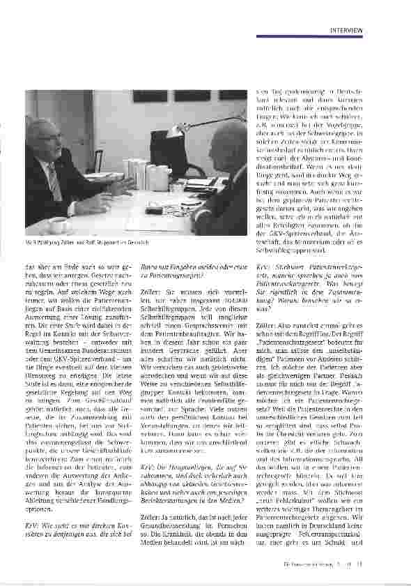 Vorschauseite 3: Patientenrechte: Über Partnerschaften und neue FehlerkulturInterview mit MdB Wolfgang Zöller, Patientenbeauftragter der Bundesregierung
