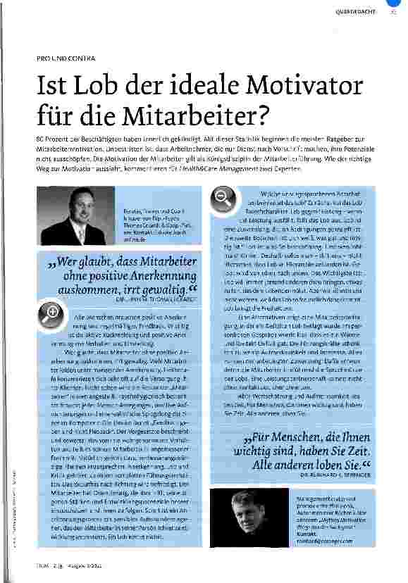 Vorschauseite 1: PRO UND CONTRAIst Lob der ideale Motivator für die Mitarbeiter?
