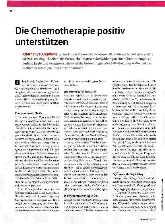Vorschauseite 1: Die Chemotherapie positiv unterstützen