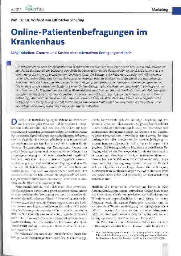Vorschauseite 1: Online-Patientenbefragungen im Krankenhaus