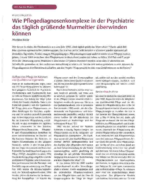 Vorschauseite 1: Wie Pflegediagnosenkomplexe in der Psychiatrie das täglich grüßende Murmeltier überwinden können