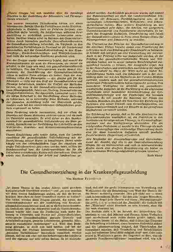 Vorschauseite 2: Die Ausund Fortbildung der Schwestern und Fürsorgerinnen auf dem Gebiet der Gesundheitserziehung