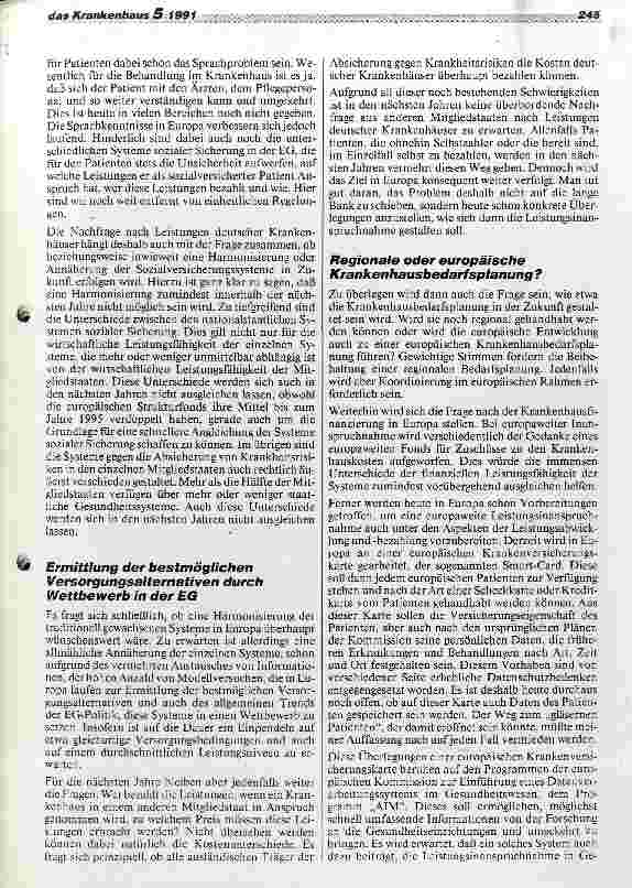 Vorschauseite 2: Mögliche Auswirkungen des offenen EG-Binnenmarktes auf die Nachfrage nach Leistungen deutscher Krankenhäuser