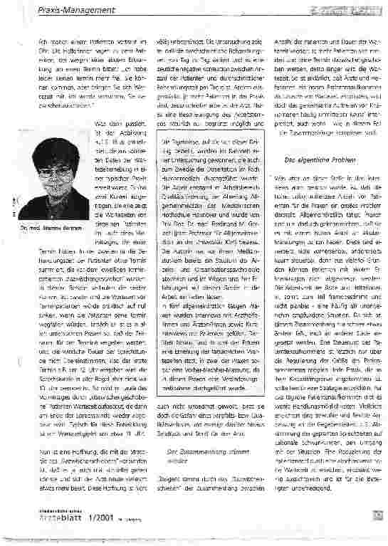 Vorschauseite 2: Lange Wartezeiten? - Schuld sind nicht die vielen PatientenErgebnisse einer Untersuchung in allgemeinärztlichen Praxen