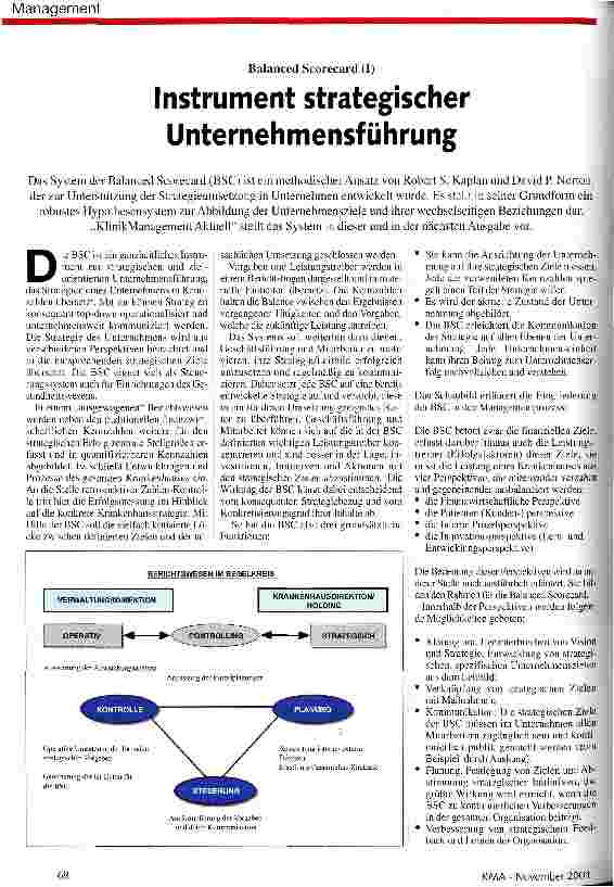 Vorschauseite 1: Instrument strategischer Unternehmensführung Balanced Scorecard (I)