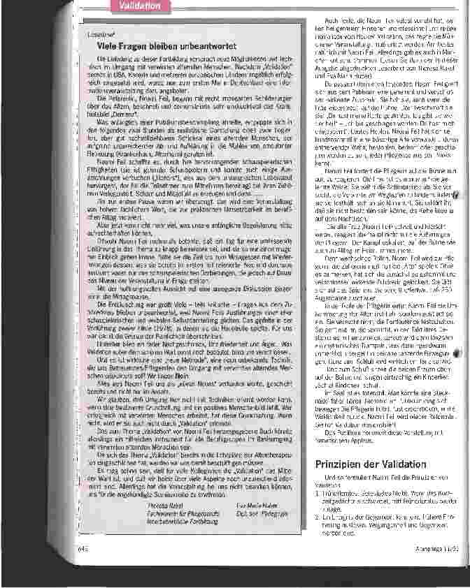 Vorschauseite 5: Validation mit Naomi Feil Eine Amerikanerin präsendiert einen neuen Weg zum Verständnis