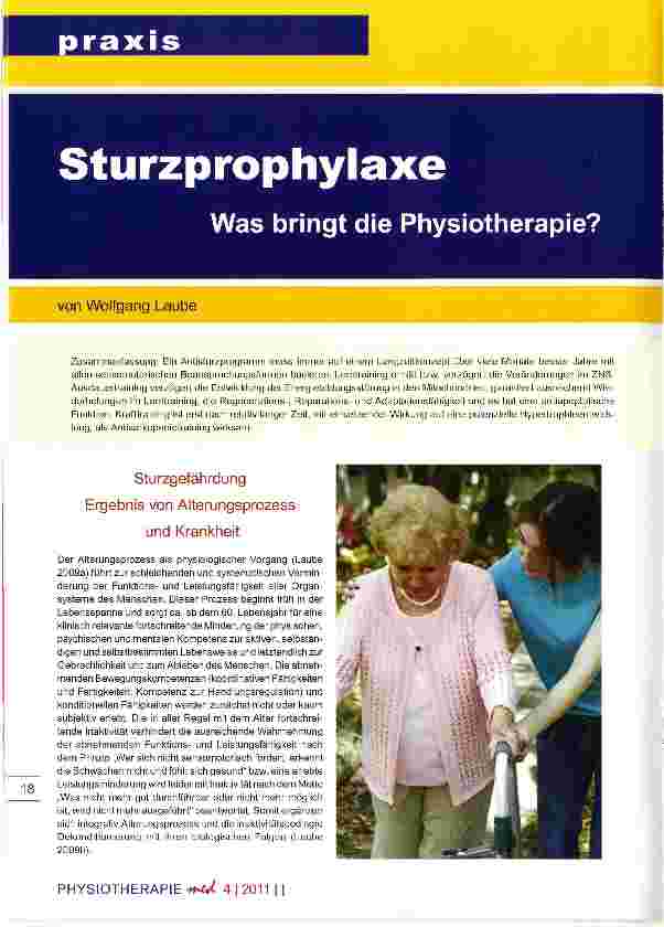Vorschauseite 1: Sturzprophylaxe Was bringt die Physiotherapie?