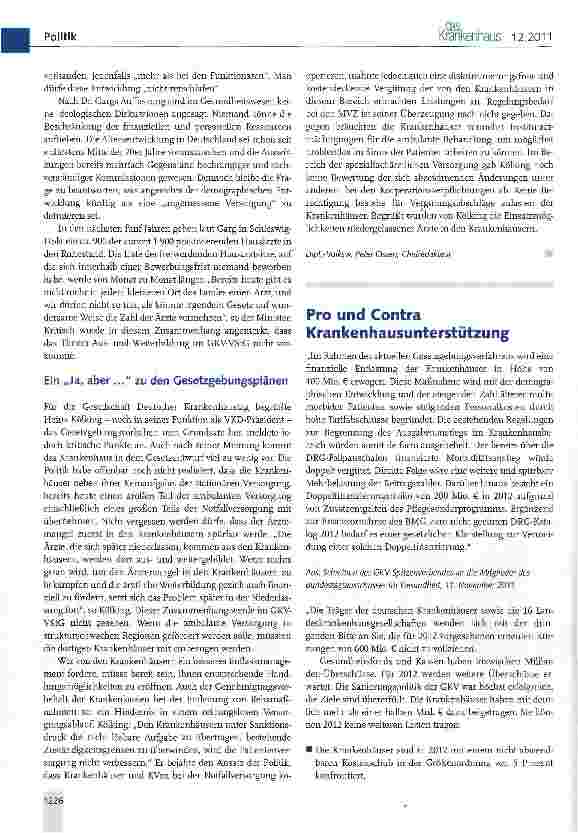 Vorschauseite 5: 34. Deutscher Krankenhaustag: Unterstützung für ja oder nein?