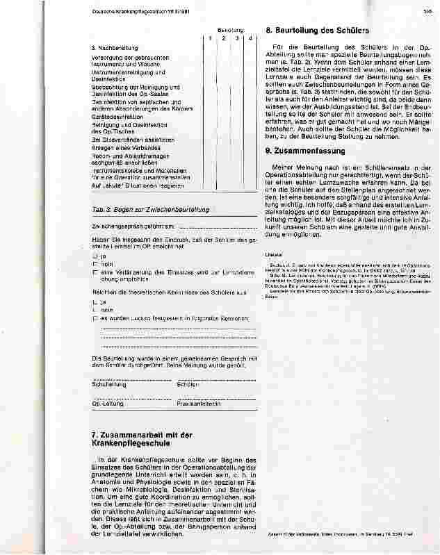 Vorschauseite 6: Lernziele und Beurteilung für den Einsatz von Schülern im OP
