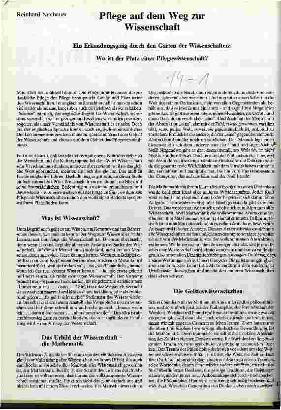 Vorschauseite 1: Pflege auf dem Weg zur Wissenschaft Ein Erkundungsgang durch den Garten der Wissenschaften