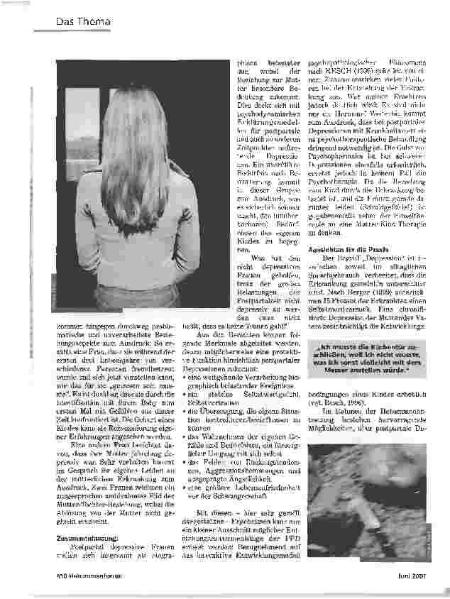 Vorschauseite 5: DEPRESSIONENPOST PARTUMBETROFFENE FRAUEN BERICHTEN
