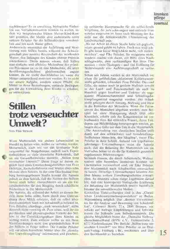 Vorschauseite 1: Stillen trotz verseuchter Umwelt?