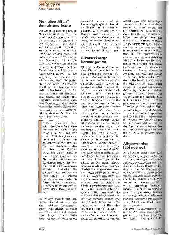 Vorschauseite 3: Altenseelsorge ergänzt die Pflege