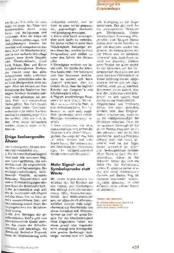 Vorschauseite 6: Altenseelsorge ergänzt die Pflege